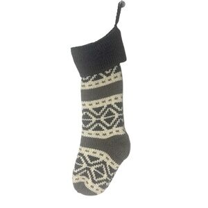 Large Knit Christmas Stocking with Argyle Faire Isle Pattern